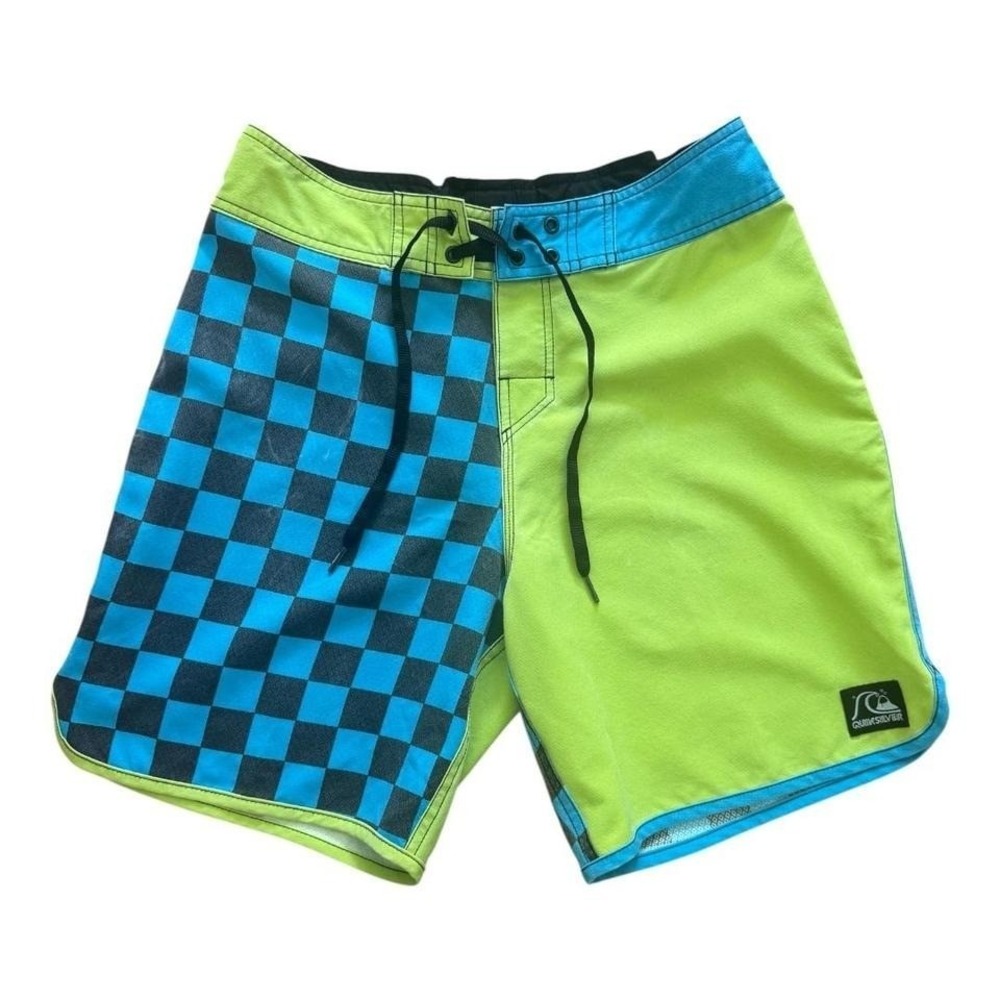 Vintage Y2K Quiksilver Checker Ska Pattern Swim Shorts 32"